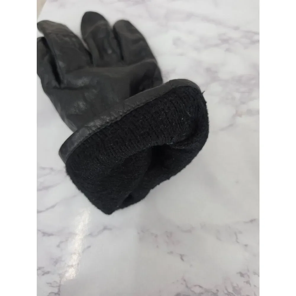 Fownes Short Black Leather Driving Gloves